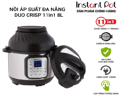 Bộ nồi áp suất điện đa dụng tích hợp nồi chiên không dầu Instant Pot Duo Crisp 11in1, dung tích 8 lít 